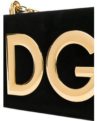 Borsa a tracolla in pelle scamosciata decorata nera di Dolce & Gabbana