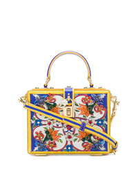 Borsa a tracolla in pelle stampata multicolore di Dolce & Gabbana