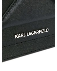 Borsa a tracolla in pelle stampata nera e bianca di Karl Lagerfeld