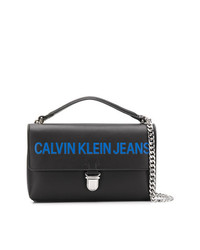 Borsa a tracolla in pelle stampata nera di Calvin Klein Jeans