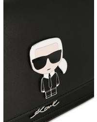 Borsa a tracolla in pelle stampata nera di Karl Lagerfeld