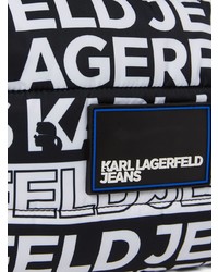 Borsa a tracolla in pelle stampata nera di KARL LAGERFELD JEANS
