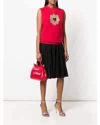 Borsa a tracolla in pelle stampata rossa di Dolce & Gabbana