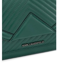 Borsa a tracolla in pelle trapuntata verde scuro di Karl Lagerfeld