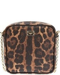 Borsa a tracolla leopardata marrone di Dolce & Gabbana