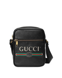 Borsa a tracolla stampata nera di Gucci
