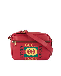 Borsa a tracolla stampata rossa di Gucci