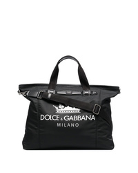 Borsa per lo sport di tela stampata nera e bianca di Dolce & Gabbana