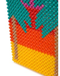 Borsa shopping con perline stampata multicolore di Delduca