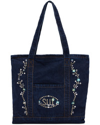 Borsa shopping di jeans blu scuro di Anna Sui