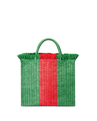 Borsa shopping di paglia verde di Gucci