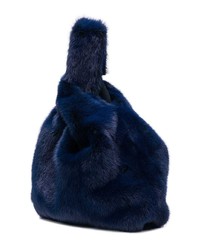 Borsa shopping di pelliccia blu scuro di Simonetta Ravizza
