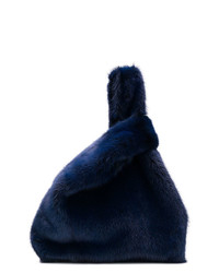 Borsa shopping di pelliccia blu scuro di Simonetta Ravizza