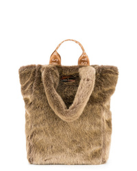 Borsa shopping di pelliccia marrone chiaro di Unreal Fur