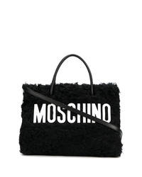 Borsa shopping di pelliccia nera di Moschino