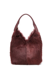 Borsa shopping di pelliccia rossa di Anya Hindmarch