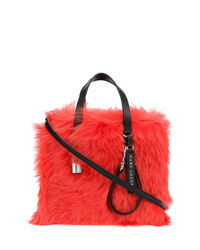 Borsa shopping di pelliccia rossa di Marc Jacobs