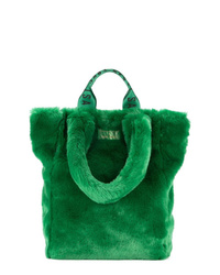 Borsa shopping di pelliccia verde scuro di Unreal Fur