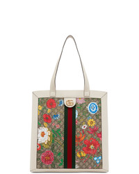 Borsa shopping di tela a fiori multicolore di Gucci