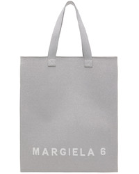Borsa shopping di tela argento di MM6 MAISON MARGIELA