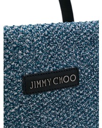 Borsa shopping di tela azzurra di Jimmy Choo