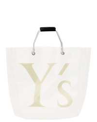 Borsa shopping di tela ricamata bianca di Ys
