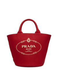 Borsa shopping di tela rossa di Prada
