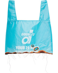 Borsa shopping di tela stampata azzurra di Doublet