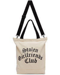 Borsa shopping di tela stampata beige di Stolen Girlfriends Club