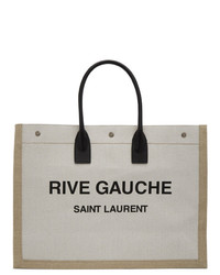 Borsa shopping di tela stampata beige di Saint Laurent