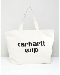 Borsa shopping di tela stampata bianca e nera di Carhartt WIP