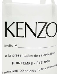 Borsa shopping di tela stampata bianca e nera di Kenzo
