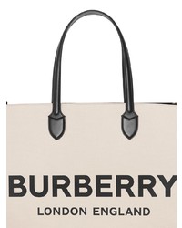 Borsa shopping di tela stampata bianca e nera di Burberry