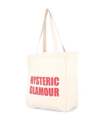Borsa shopping di tela stampata bianca di Hysteric Glamour
