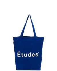 Borsa shopping di tela stampata blu di Études