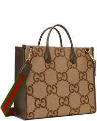 Borsa shopping di tela stampata marrone di Gucci