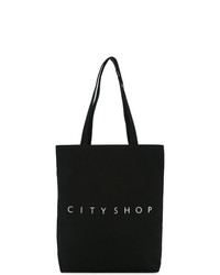 Borsa shopping di tela stampata nera e bianca di CITYSHOP