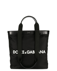Borsa shopping di tela stampata nera e bianca di Dolce & Gabbana