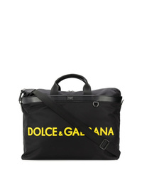 Borsa shopping di tela stampata nera di Dolce & Gabbana
