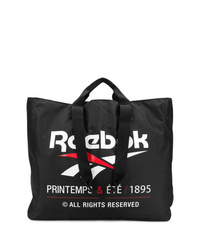 Borsa shopping di tela stampata nera di Reebok