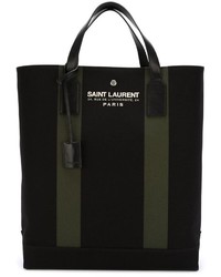 Borsa shopping di tela stampata nera di Saint Laurent