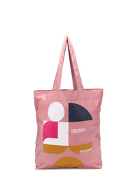 Borsa shopping di tela stampata rosa di Isabel Marant