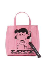 Borsa shopping di tela stampata rosa di Marc Jacobs