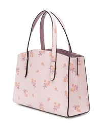 Borsa shopping in pelle a fiori rosa di Coach