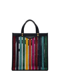Borsa shopping in pelle a righe verticali multicolore di Anya Hindmarch