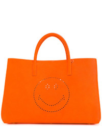 Borsa shopping in pelle arancione di Anya Hindmarch