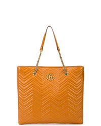 Borsa shopping in pelle arancione di Gucci