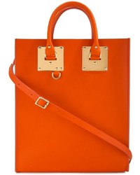 Borsa shopping in pelle arancione di Sophie Hulme