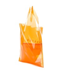 Borsa shopping in pelle arancione di Maison Margiela