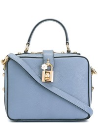 Borsa shopping in pelle azzurra di Dolce & Gabbana